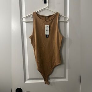 Tan Sleeveless Bodysuit.